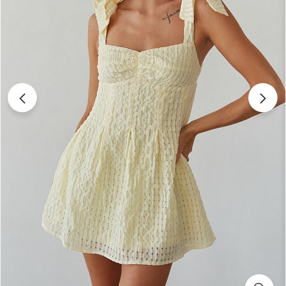 Yellow gingham textured dress